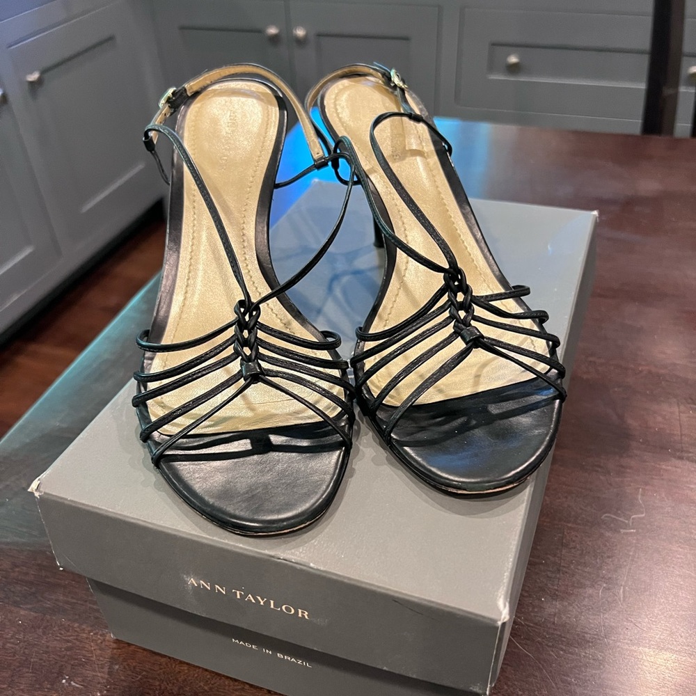 Ann Taylor Black Strappy Heels